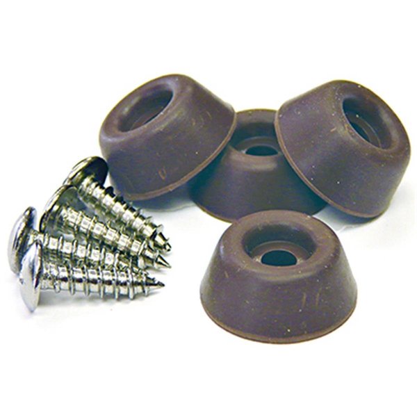 Richelieu America 0.87 in. TruGuard Screw On Rubber Bumpers, Brown, 4PK 235953